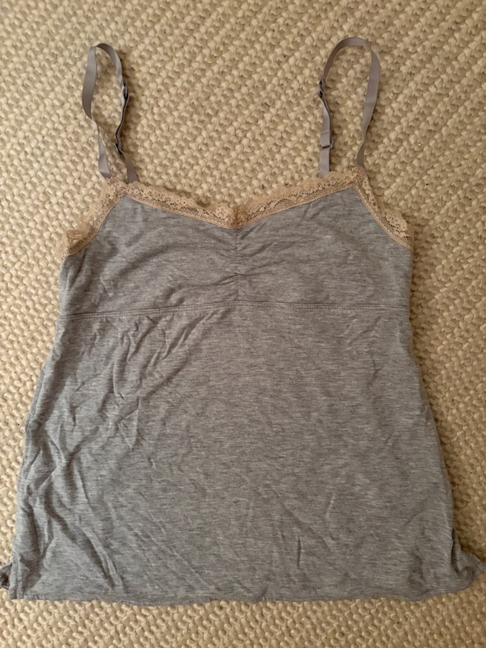 GAPBODY S/P Gray Lace Trim Camisole Tank Top Modal. Soft!